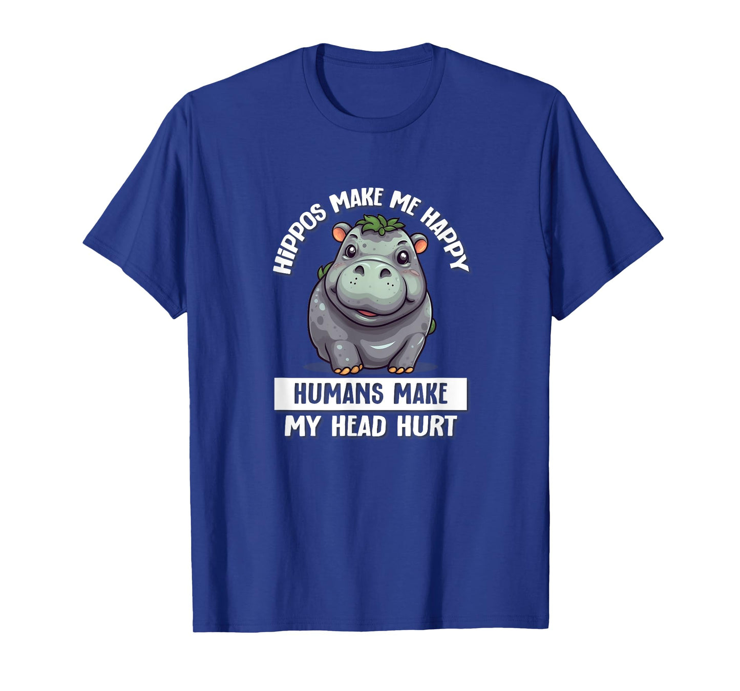 Hippo Gifts Shirts & Hoodies Hippo T-Shirt Women's Black Cartoon Hippo T-Shirt Casual T-Shirt S