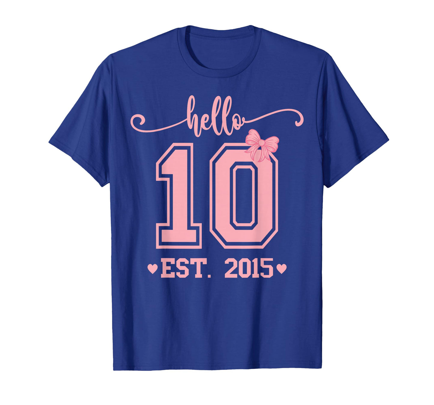Hello Ten Double Digits Cute Coquette Bow 10th Birthday Girl T-Shirt