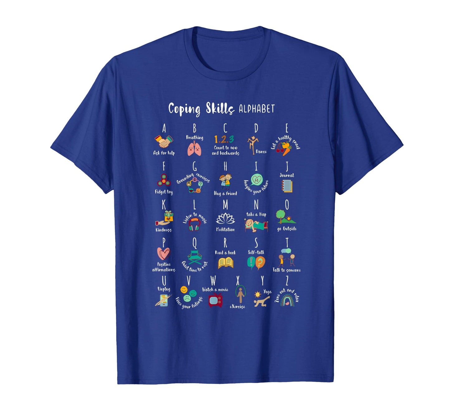 ABC Coping Skills Alphabet Self Care Mental Health Awareness T-Shirt