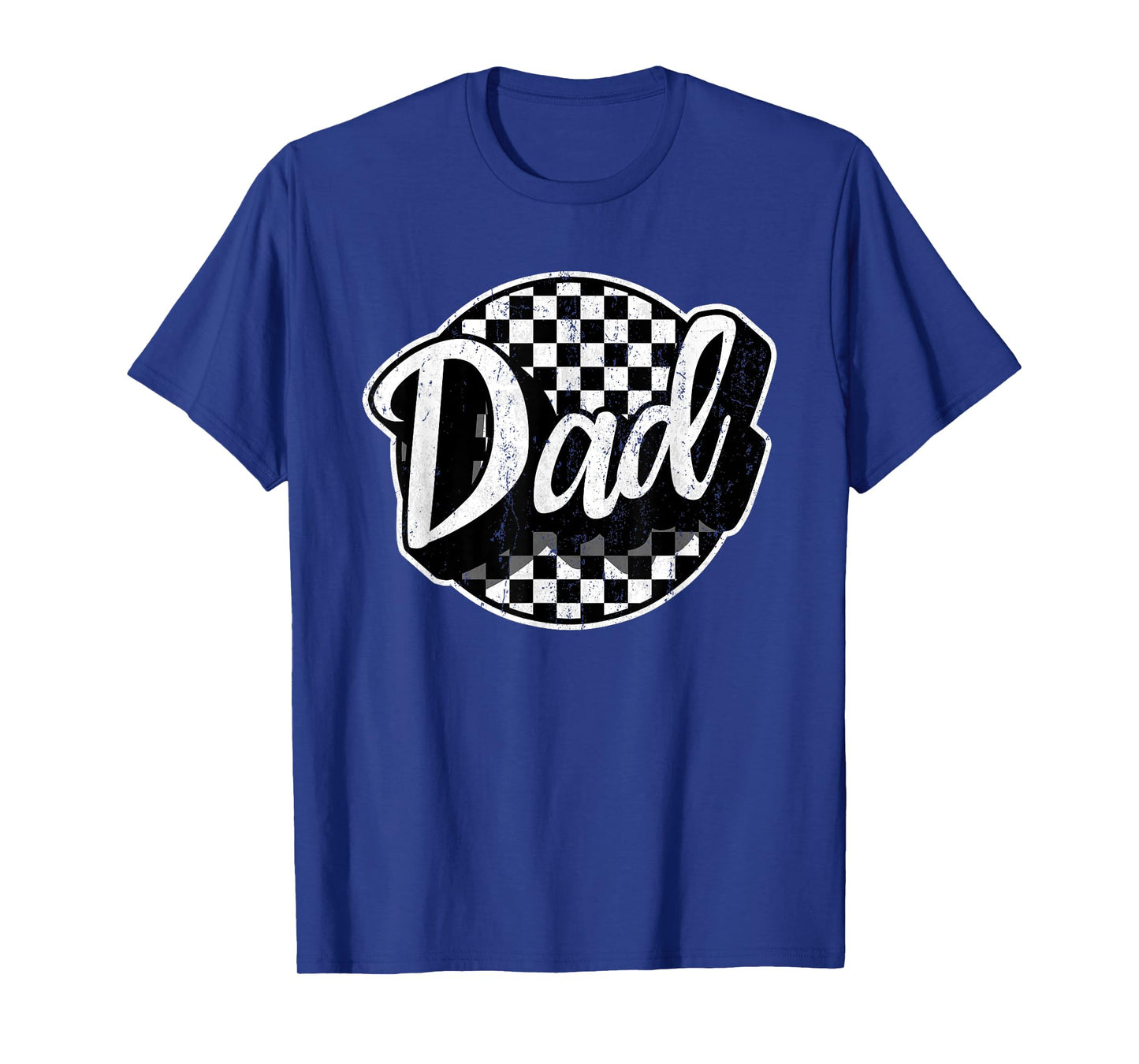 Checkered Dad Black White Funny Race Dad Father's Day T-Shirt