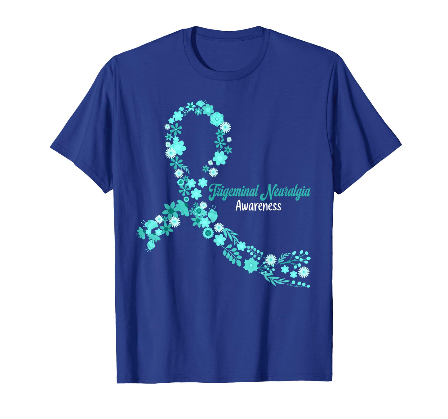 Trigeminal Neuralgia Awareness Hippie Flowers Teal Ribbon T-Shirt