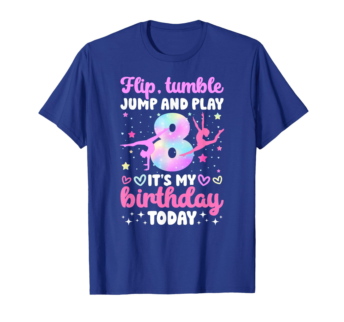 8th Gymnastics Birthday Party Eight Year Old Gymnast Girl T-Shirt