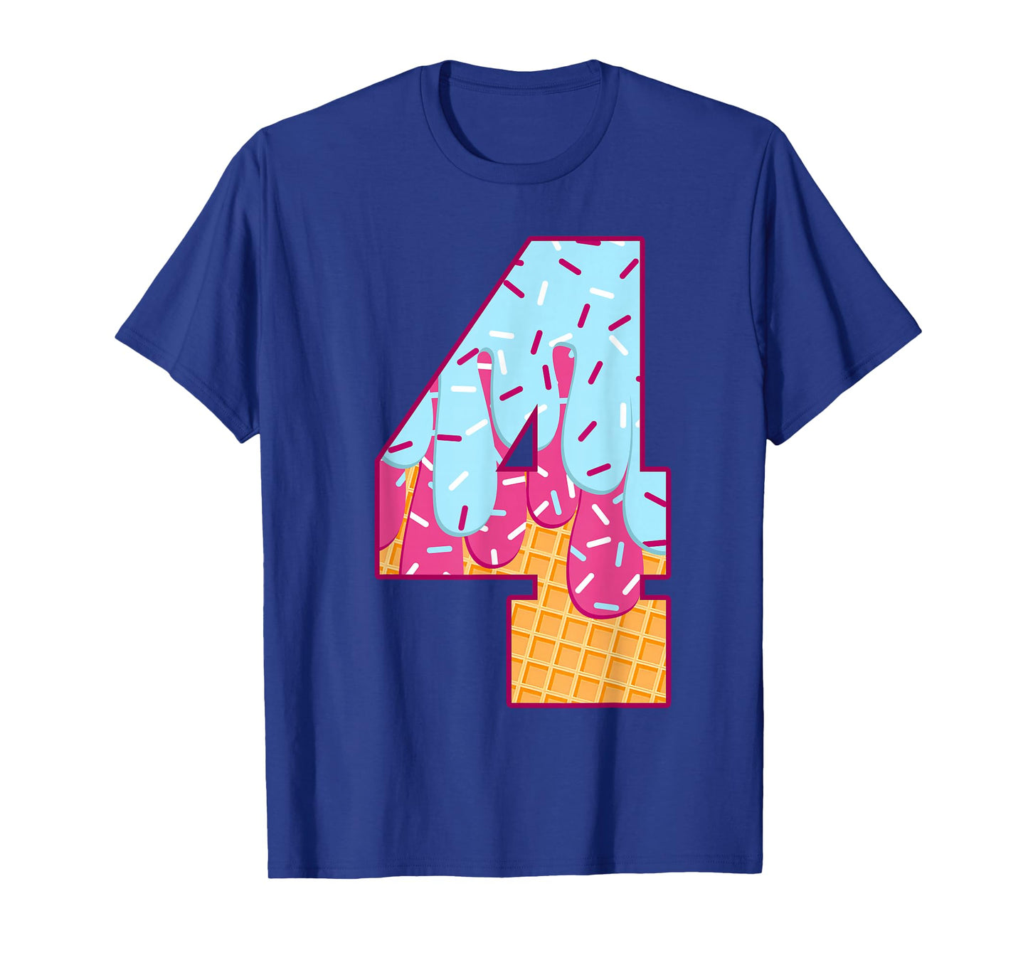 Number 4 Ice Cream Drip Matching Numbers Costume Meme T-Shirt