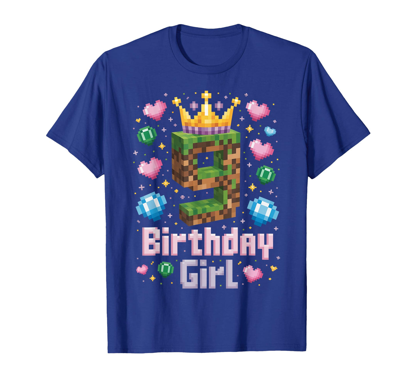 9th Birthday Girl Shirt Gaming Pixel Number Party 9 Year Old T-Shirt