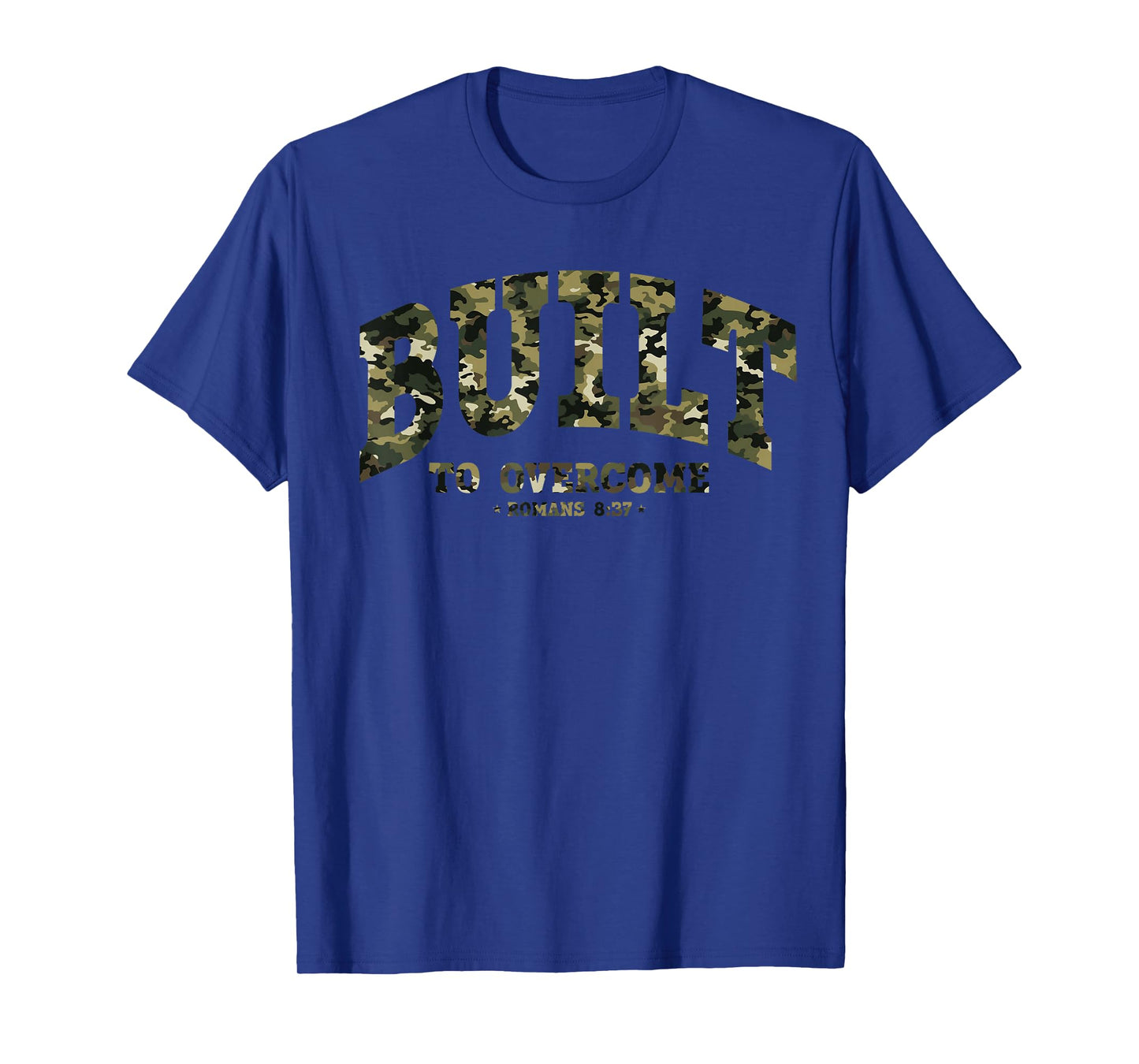Built to Overcome Camo Faith Gym Christian Workout Scripture T-Shirt