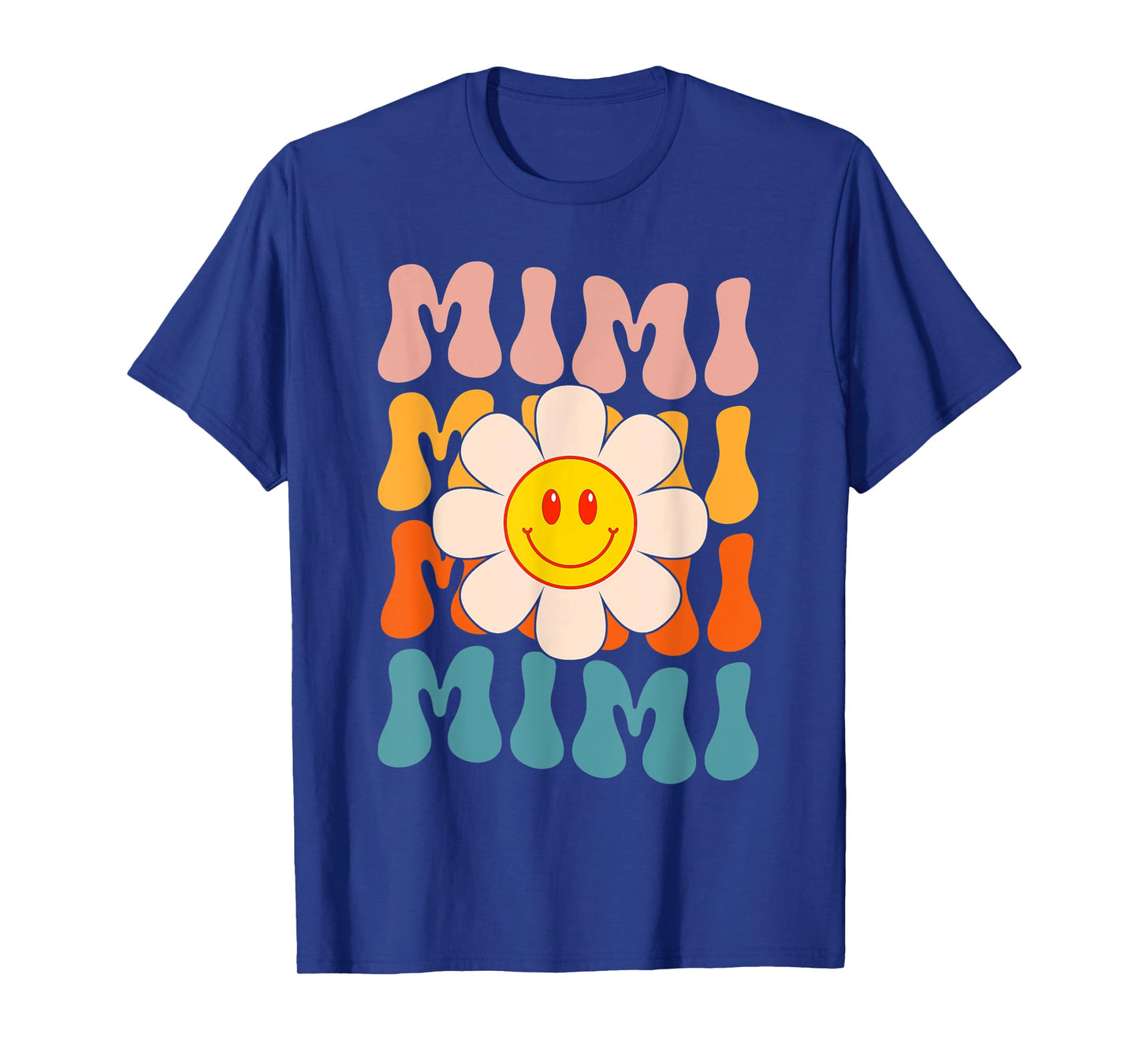 Retro Groovy Mimi Happy Face Smile Cute Daisy Flower Grandma T-Shirt