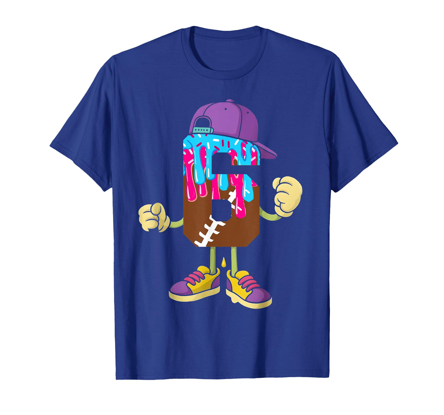 Football 6 Year Old Ice Cream Drip 6th Birthday Boys T-Shirt