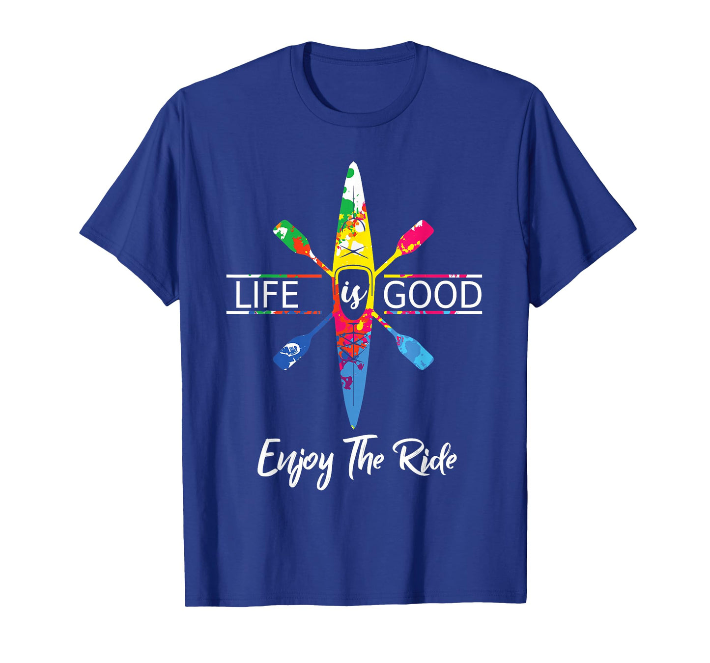 Enjoy The Ride Kayak Lover Watercolor Rainbow Kayaking T-Shirt