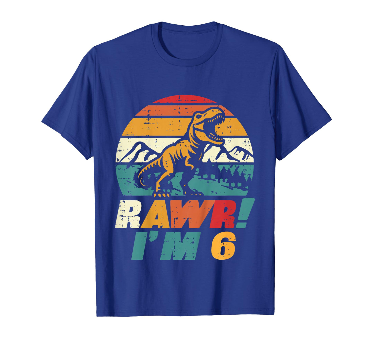 Kids 6th Birthday Dinosaur Rawr Im 6 Retro Bday Trex Boys Kids T-Shirt