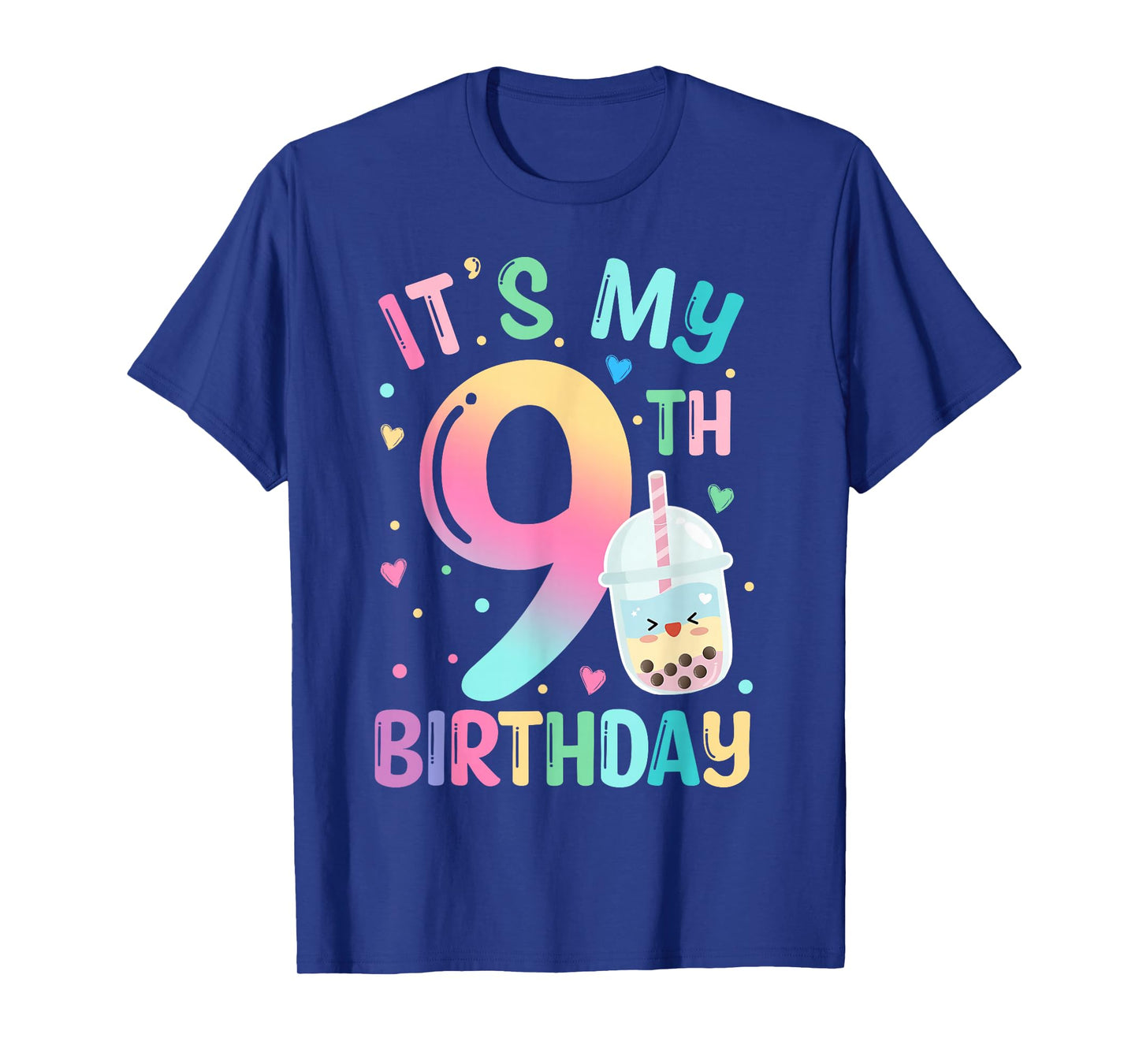 It's My 9th Birthday Bubble Boba Tea Party 9 Year Old Girl T-Shirt