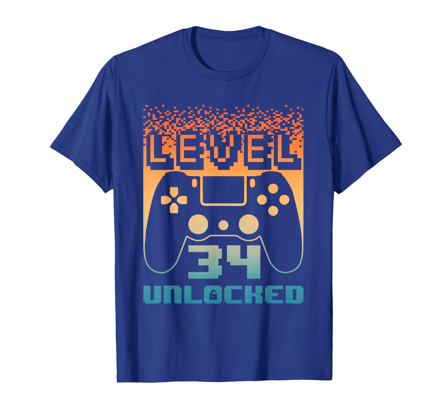 34th Birthday For Men Level 34 Unlocked Gamer 34 Year Old T-Shirt