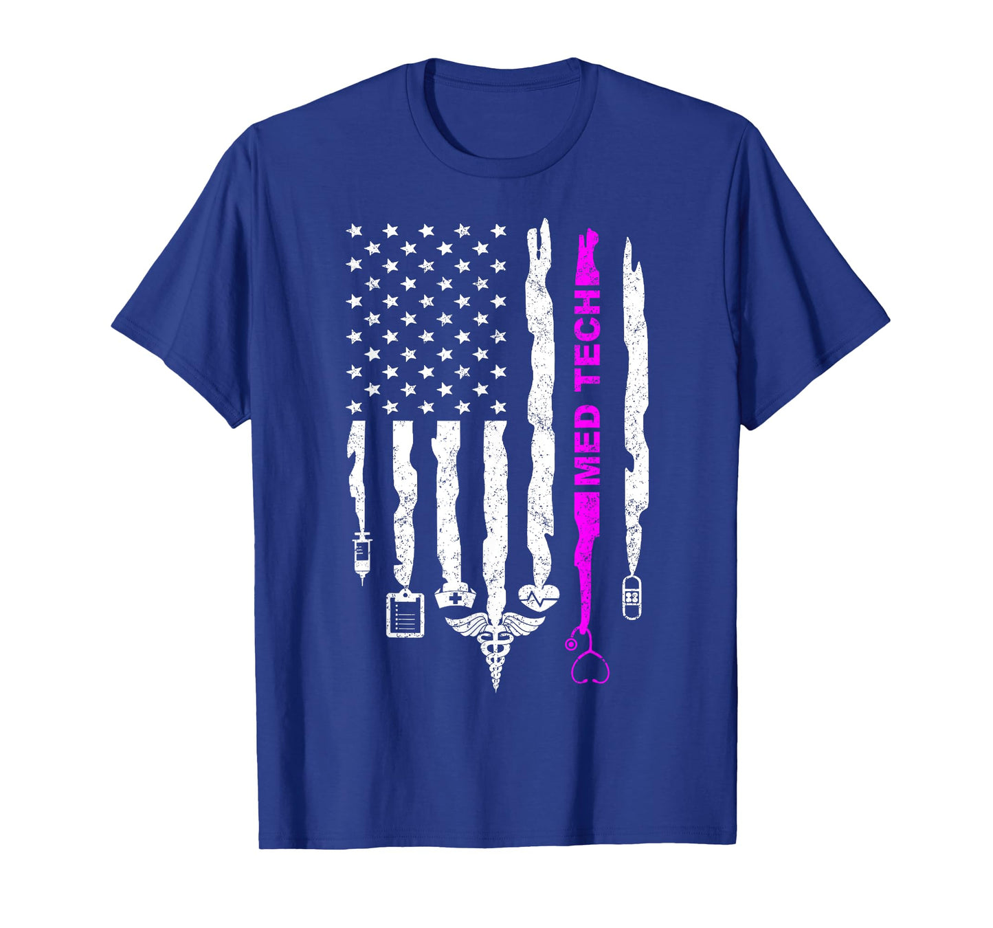 Funny Patriotic Med Tech USA Flag Nurses Med Tech Week Gifts Women Men T-Shirt