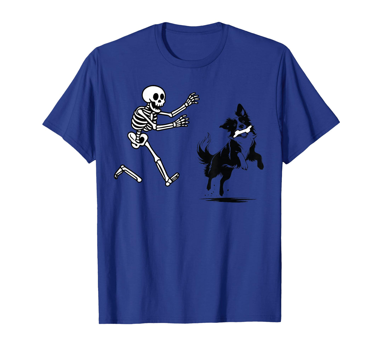 Funny Border Collie Running Skeleton Halloween T-Shirt