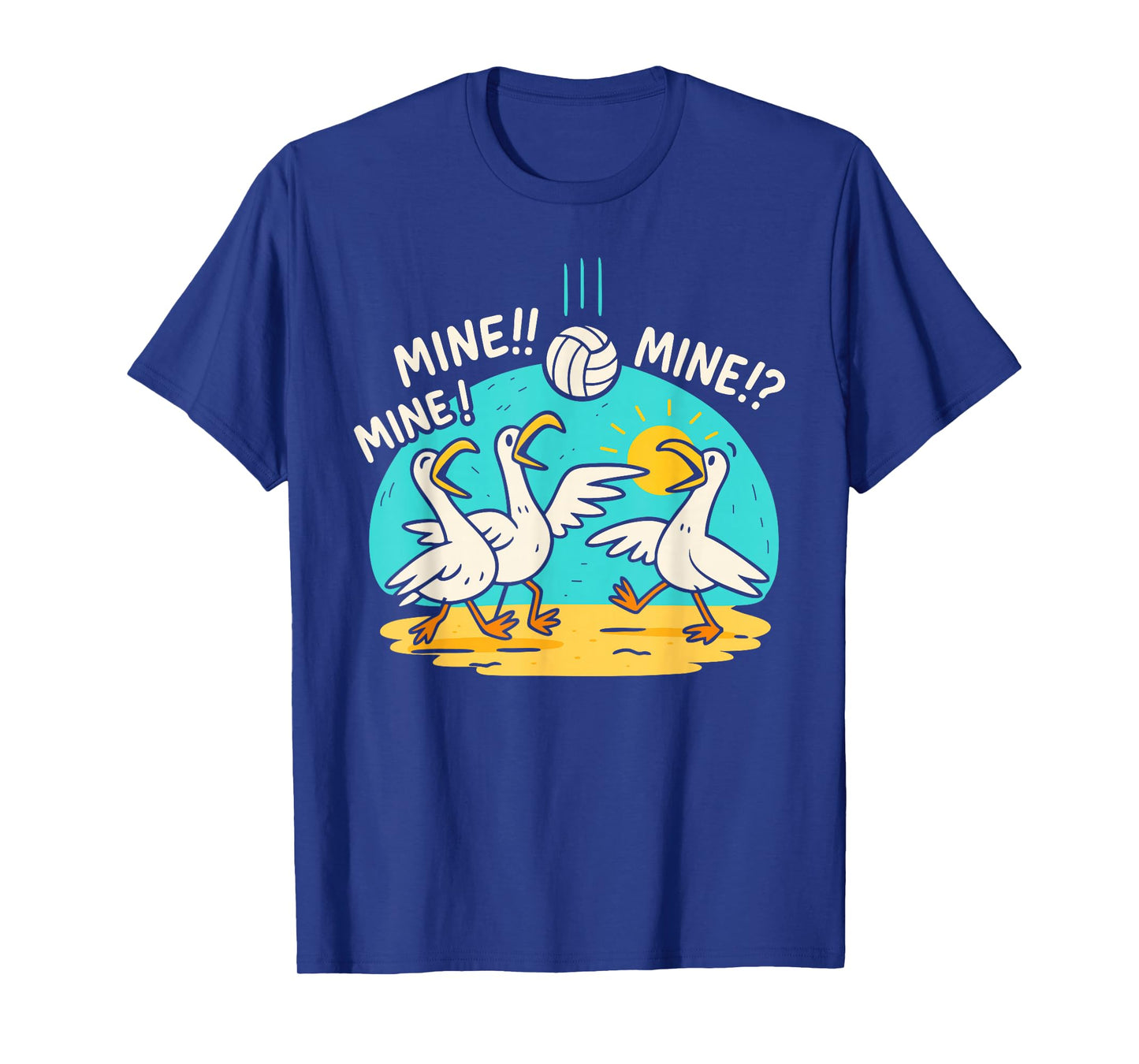 Funny Bird Playing Volleyball Mine Game Day Vibes Sports T-Shirt
