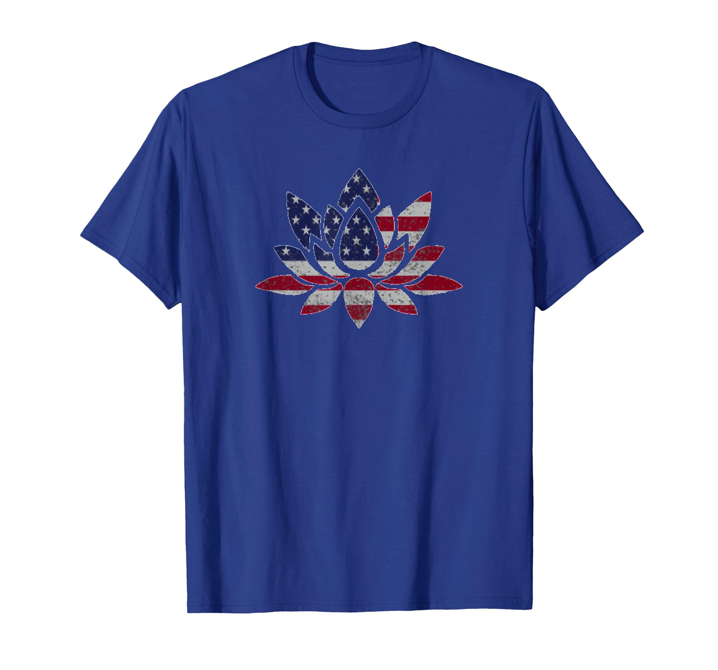 Patriotic USA Flag Lotus Flower Yoga Meditation July 4th T-Shirt for Women Men