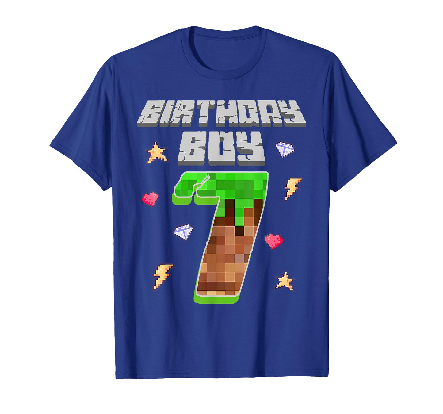 It's My 7th Birthday Boy Seven 7 Year Old Pixel Gaming Party T-Shirt