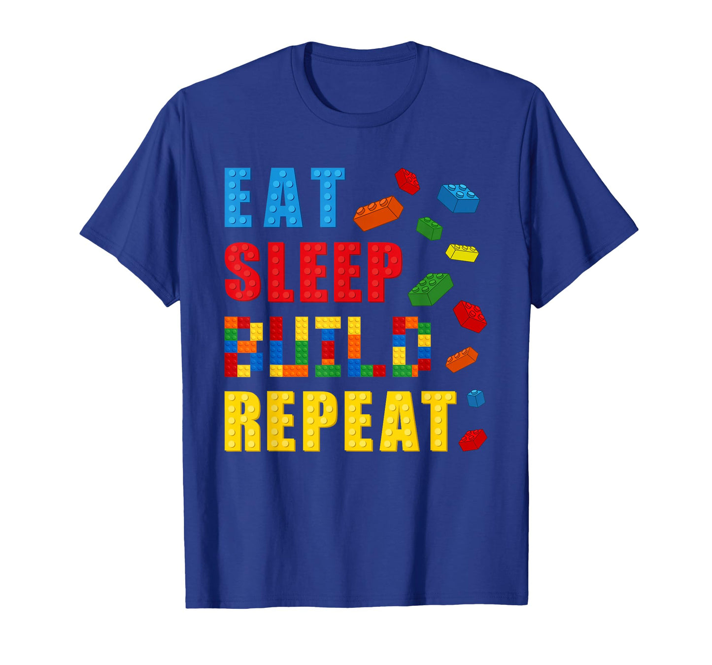 Eat Sleep Build Repeat Building Bricks Blocks Builder Boys T-Shirt
