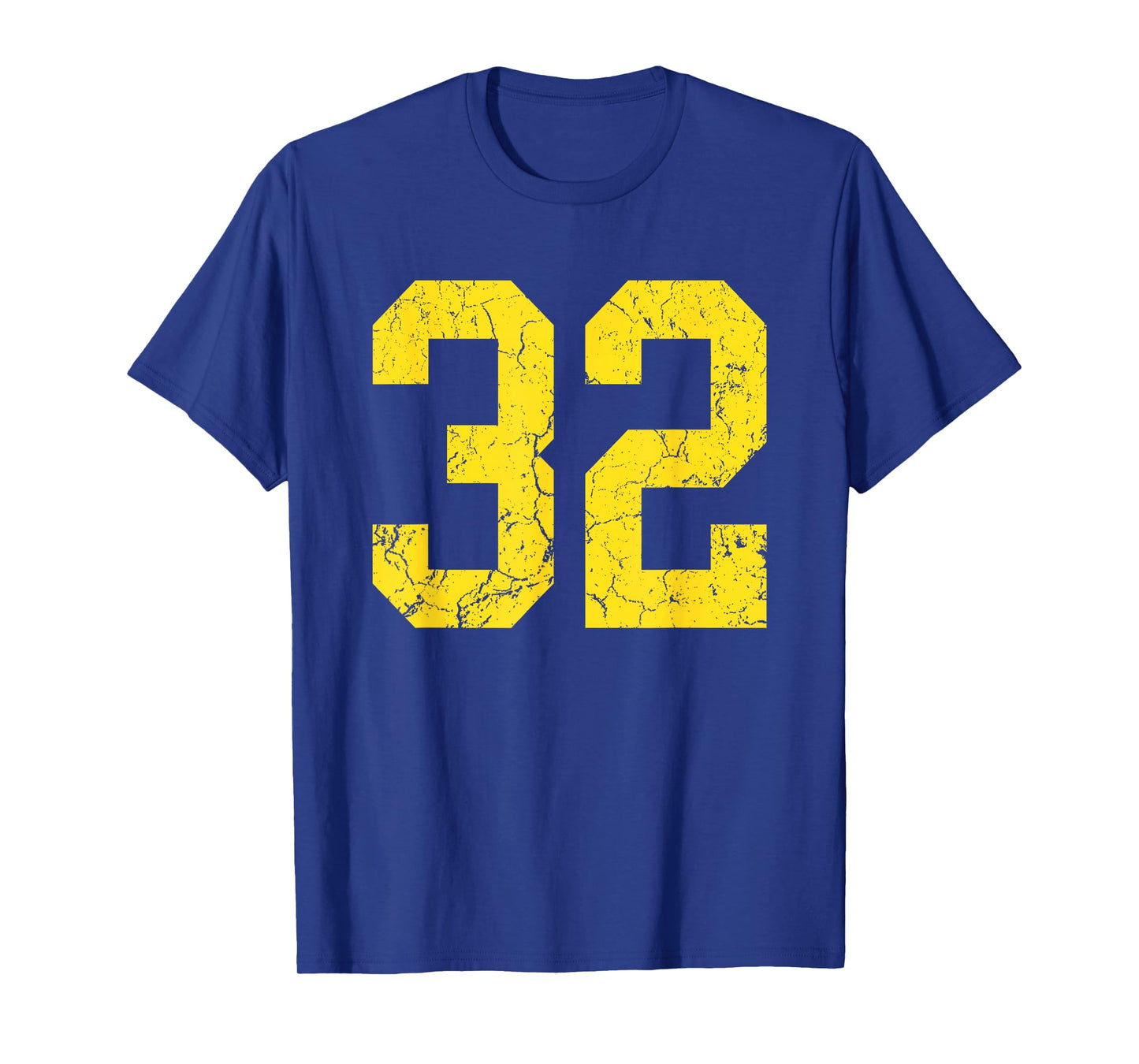 Distressed Bright Gold Number 32 Jersey Player Uniform #32 T-Shirt