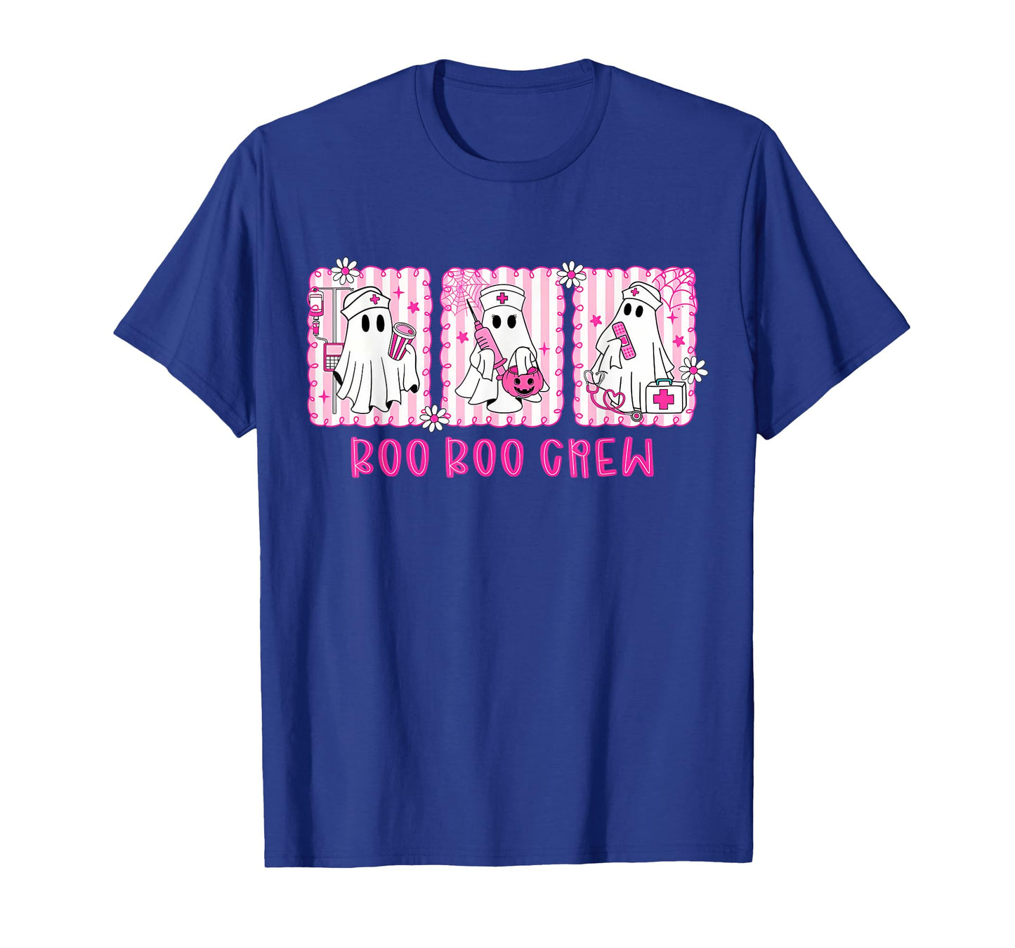 Boo Boo Crew Pink Ghost Nurse Halloween Breast Cancer T-Shirt