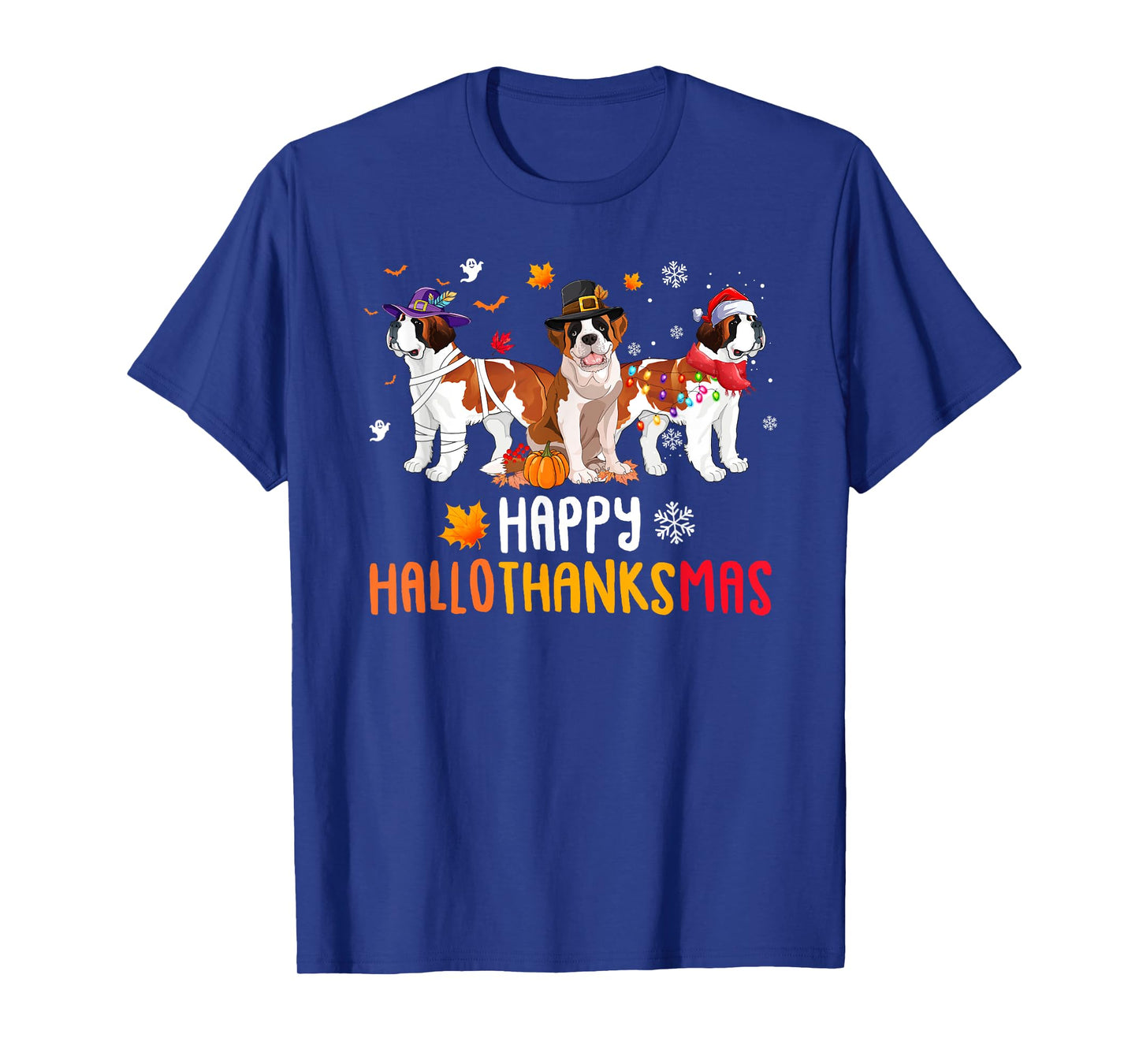 Halloween Thanksgiving Christmas Funny Saint Bernard Dogs T-Shirt