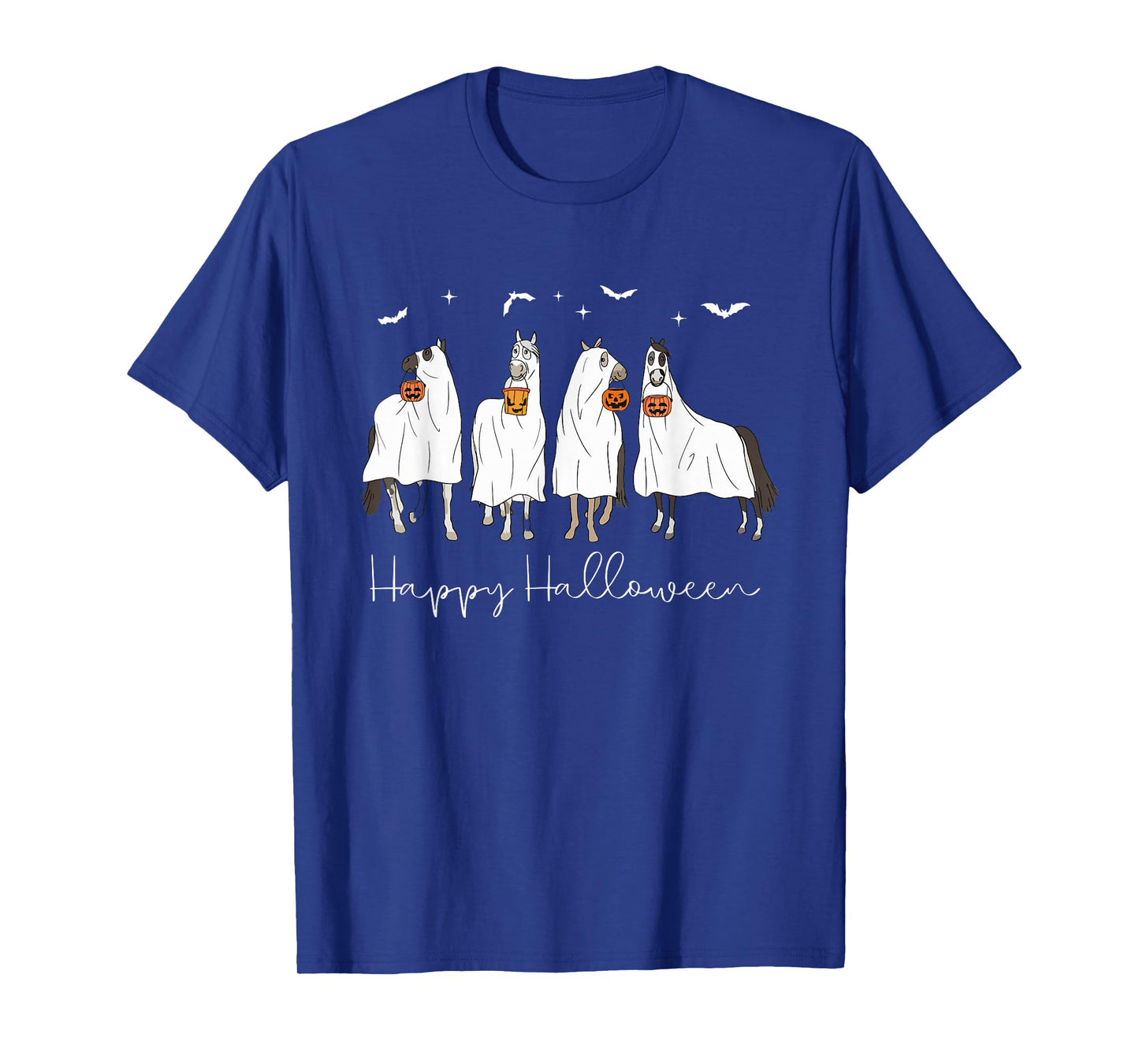 Happy Halloween Horse Ghost Spooky Season Horse Lover Womens T-Shirt