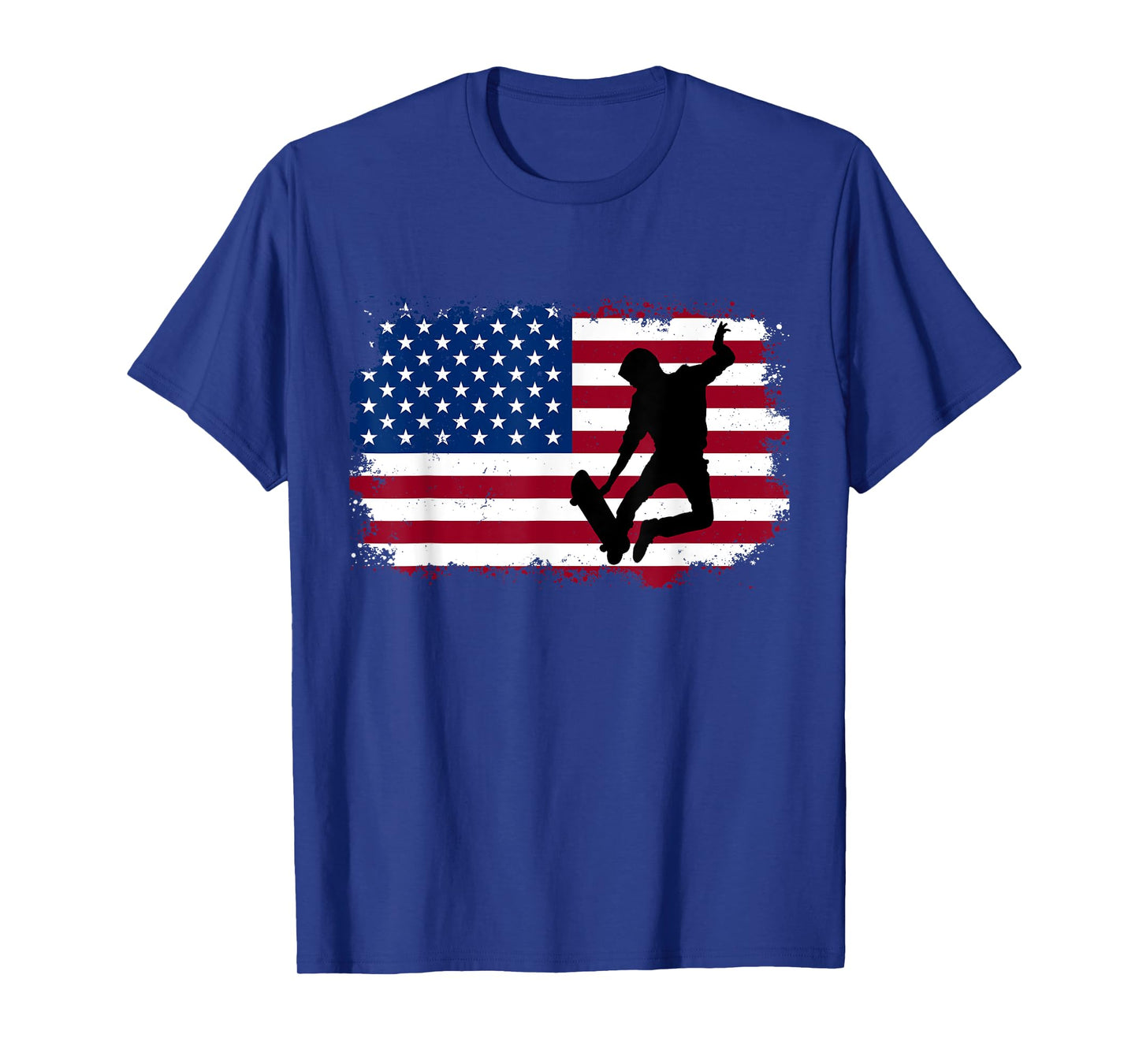 Skateboarding Skater Skate Board American Flag Men Boys T-Shirt