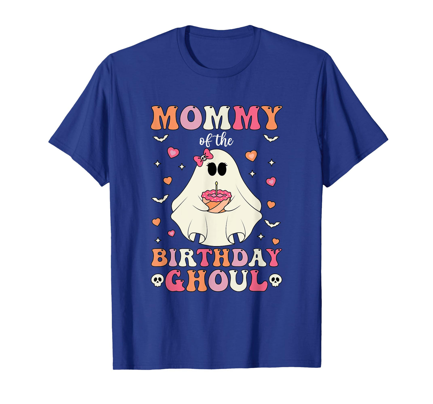 Mommy Of The Birthday Ghoul Groovy Halloween Ghost 2024 T-Shirt