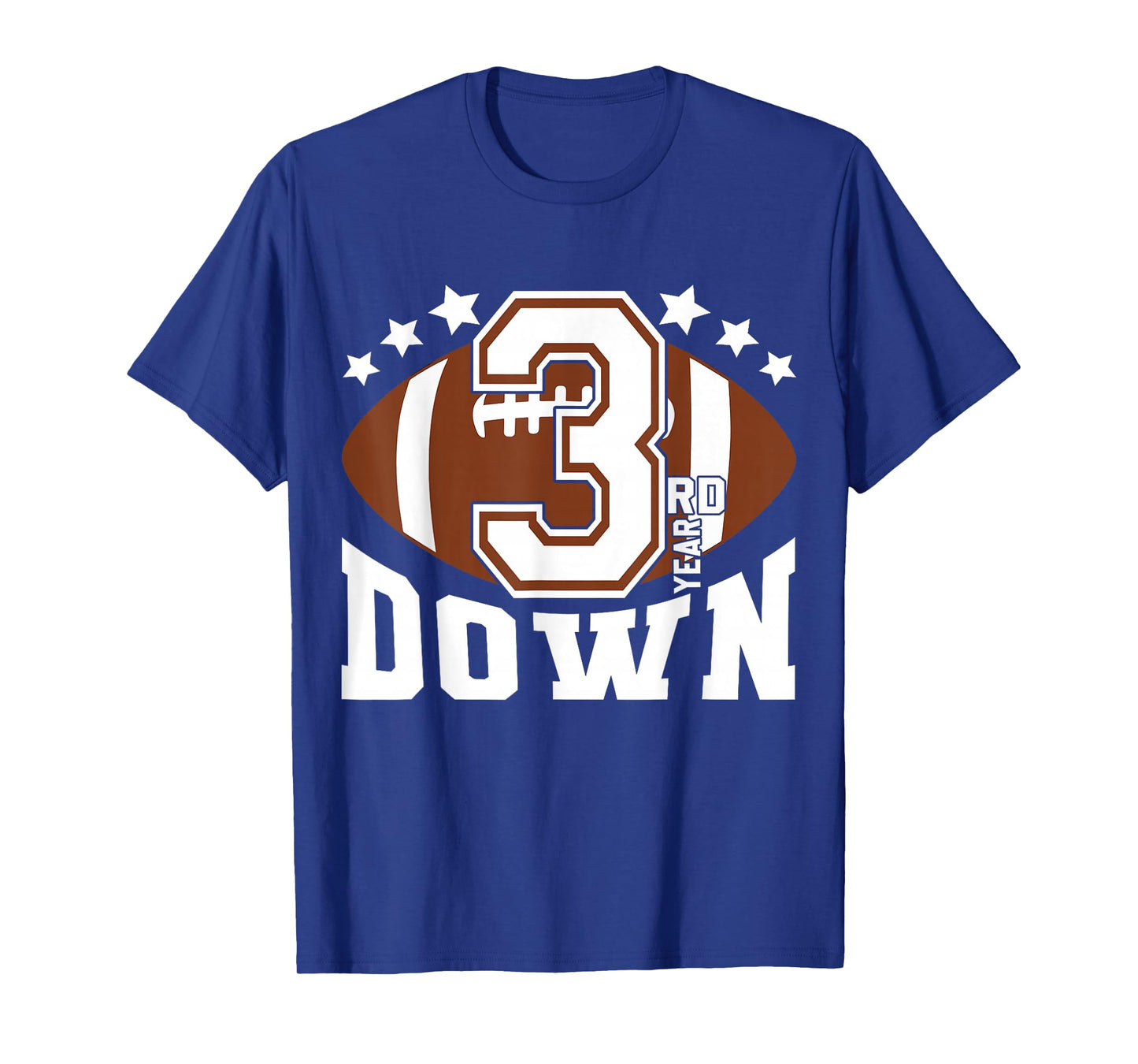 Kids 3rd Year Down Football Birthday Boy Party 3 Year Old T-Shirt