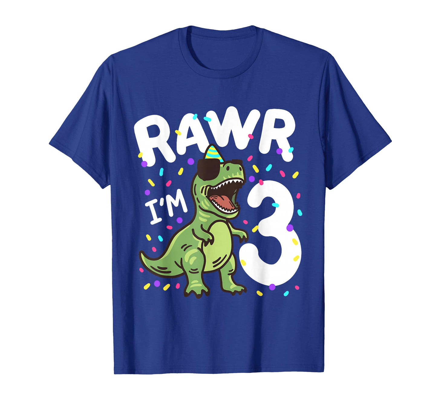 Three Rawr I'm 3 Years Old T Rex Dinosaur 3rd Birthday Boys T-Shirt