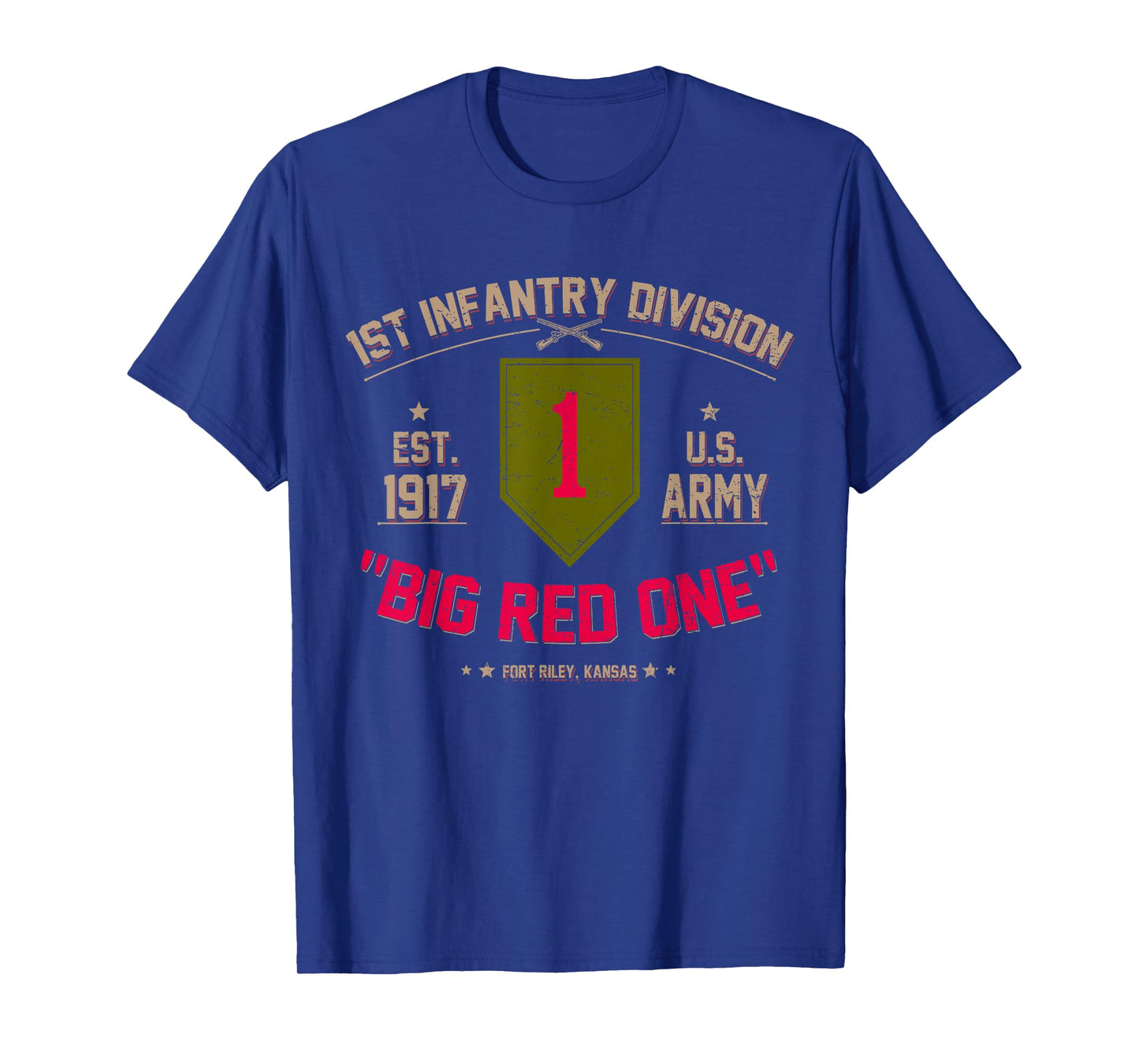 Proud 1st Infantry Division US Veteran Big 1 Red One T-Shirt