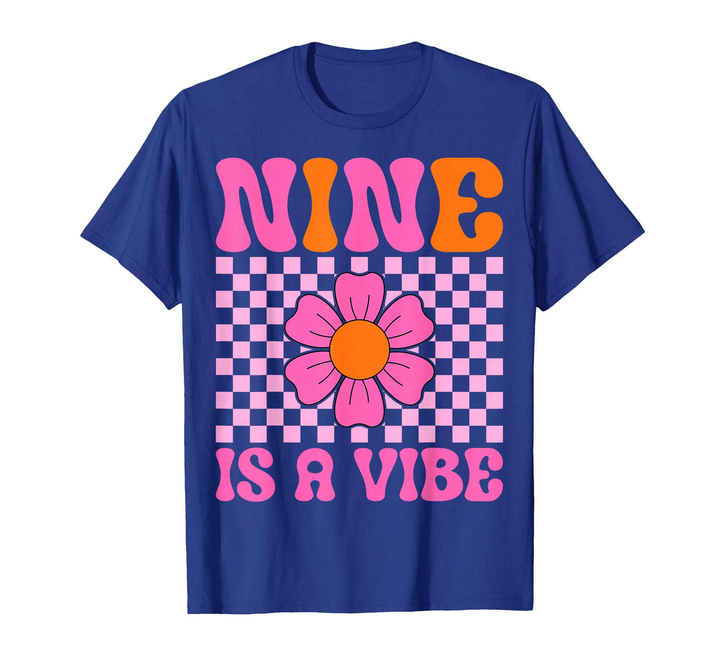 Nine Is A Vibe Groovy 9th Birthday Party 9 Years Old T-Shirt