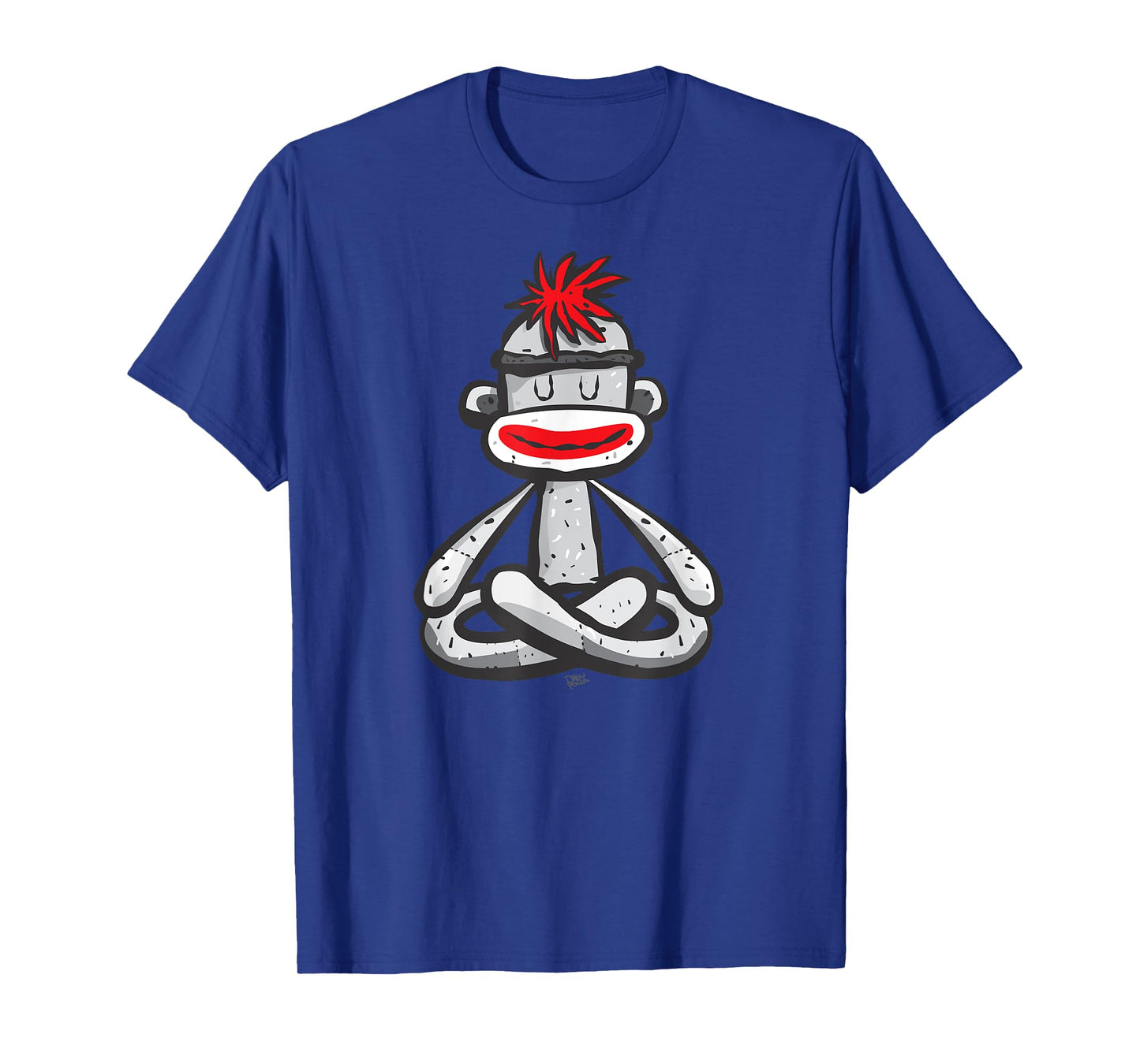 Sock Monkey in Seated Lotus Yoga Pose Cute Mindfulness Asana T-Shirt