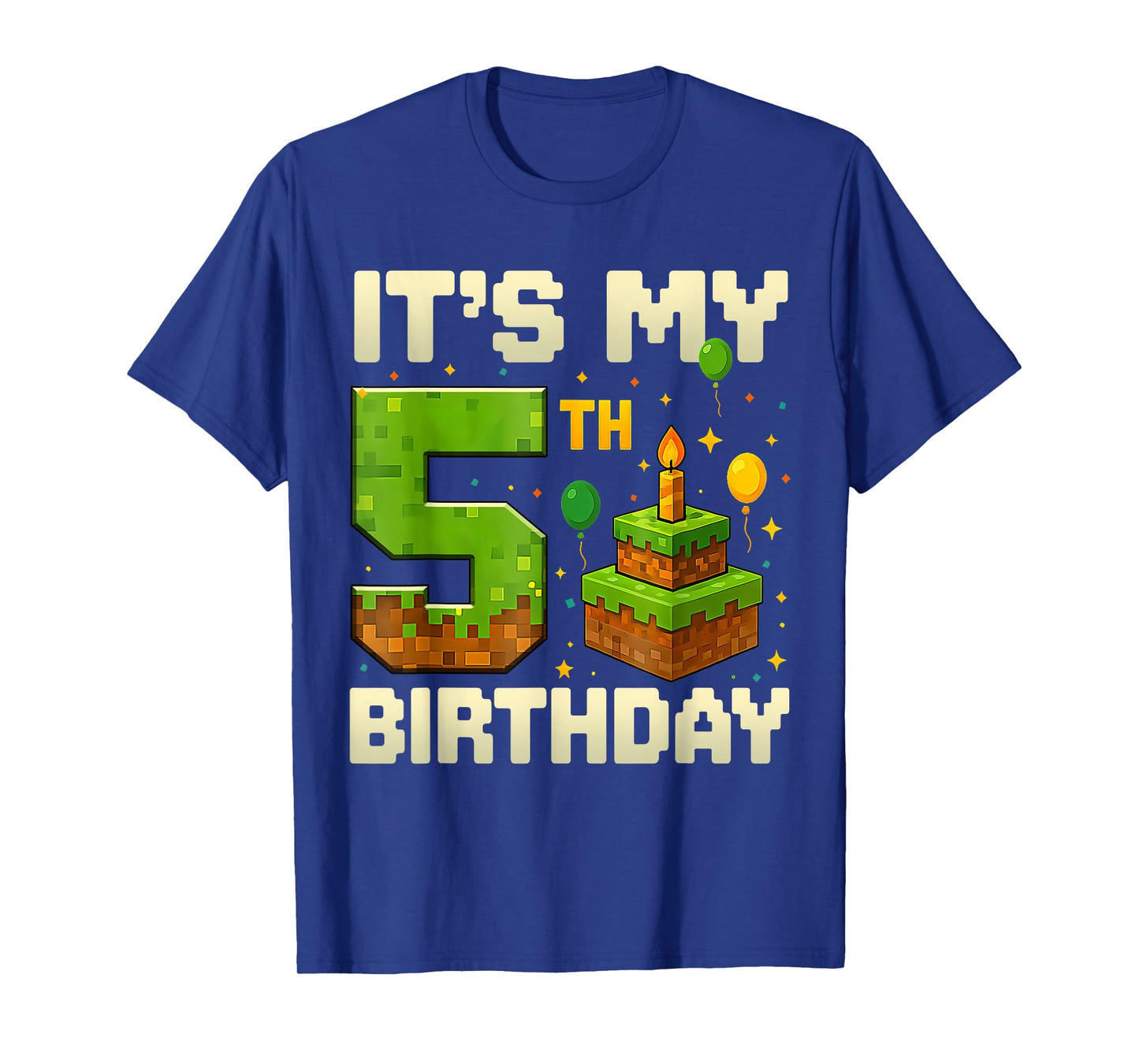 Birthday Boy 5 Years It's My 5th Birthday Game Video Pixel T-Shirt