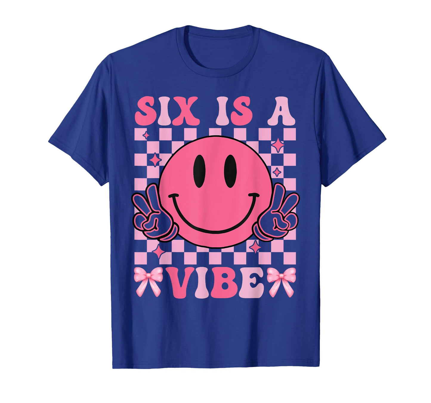 Six Is A Vibe 6th Birthday Groovy Smile Face 6 Years Old T-Shirt