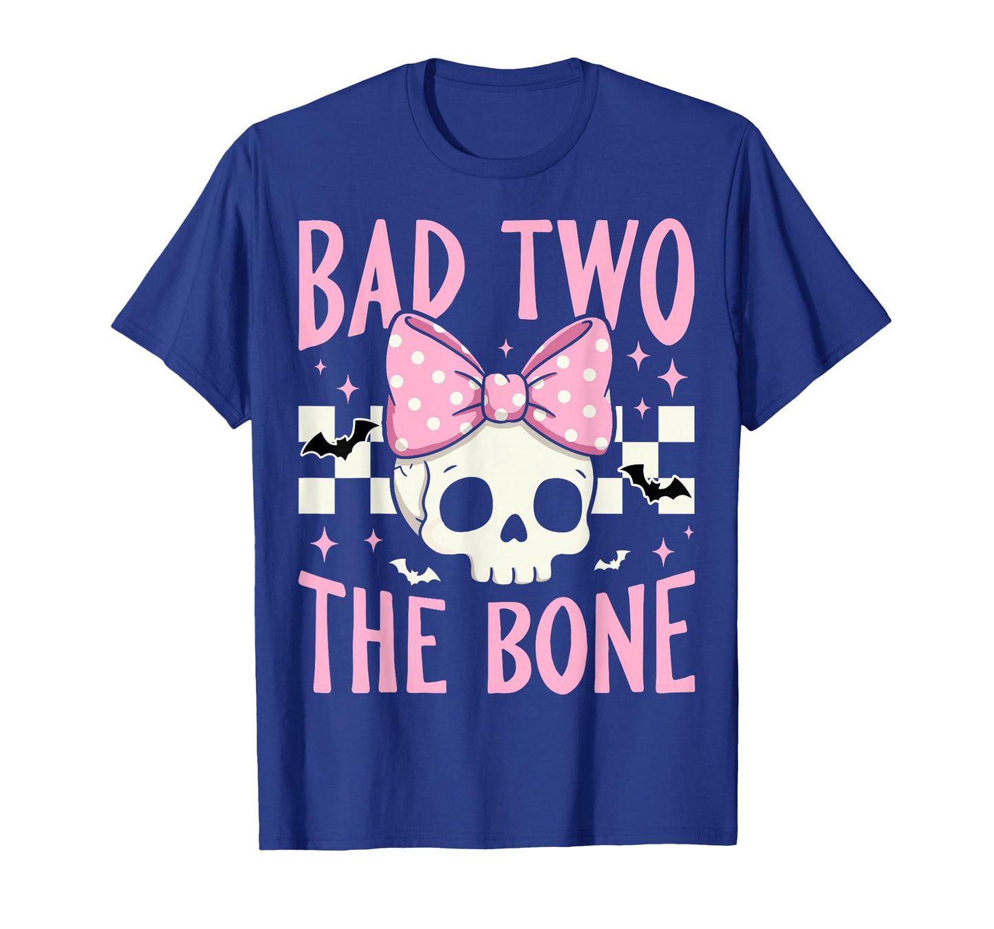Bad Two The Bone Skull with Pink Bow for Halloween T-Shirt