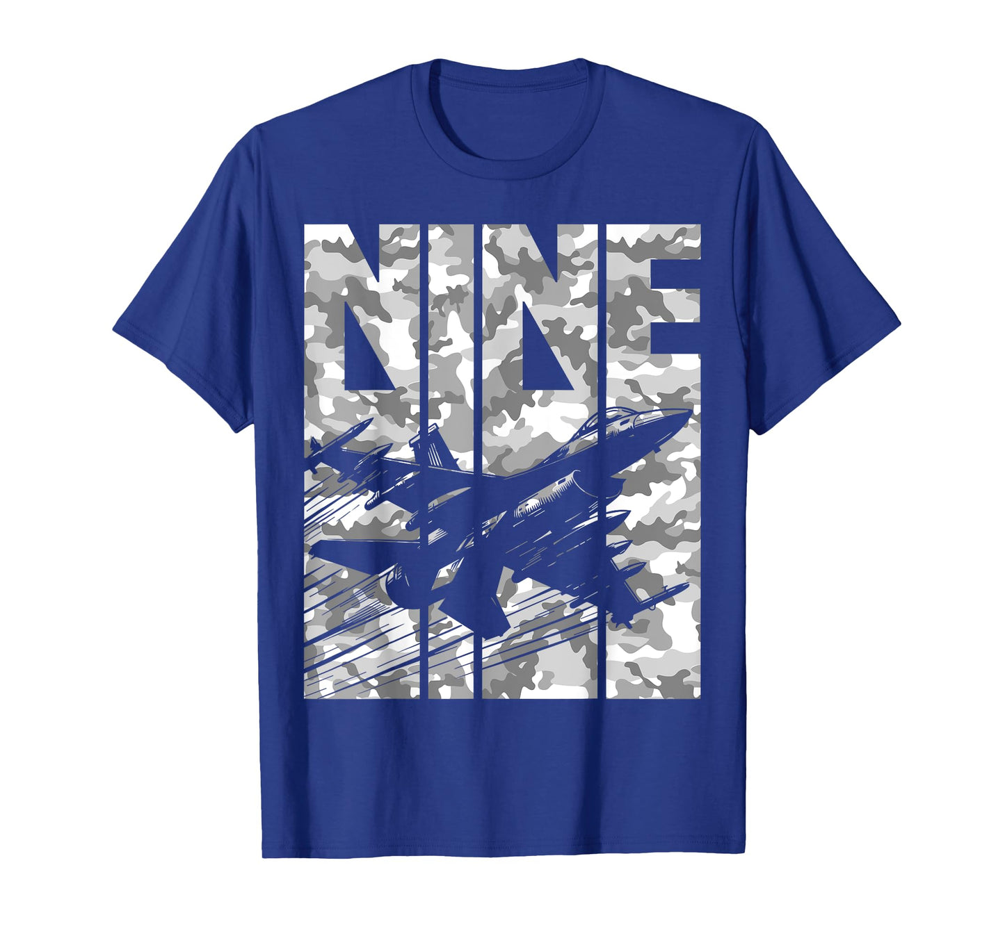 Military Fighter Jet Camo Nine Year Old Boys 9th Birthday T-Shirt