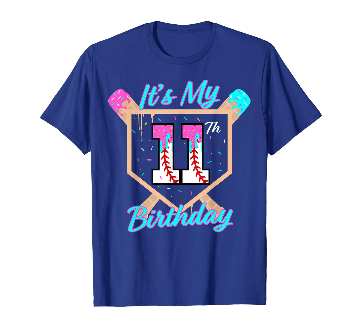 Baseball 11 Year Old Ice Cream Drip 11th Birthday Boy 11 T-Shirt
