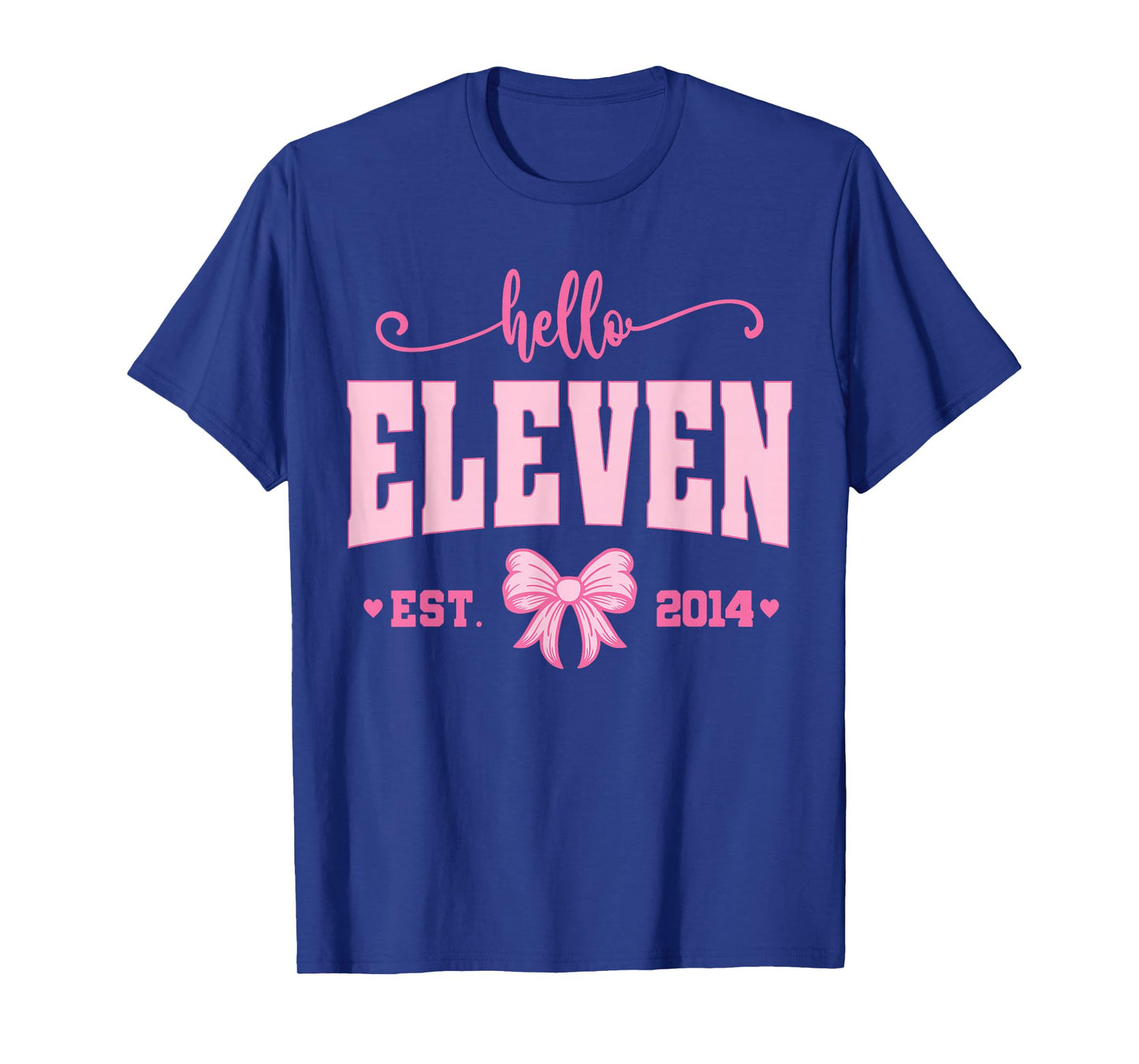 Hello Eleven Est 2014 Coquette Bow 11th Birthday Girl T-Shirt