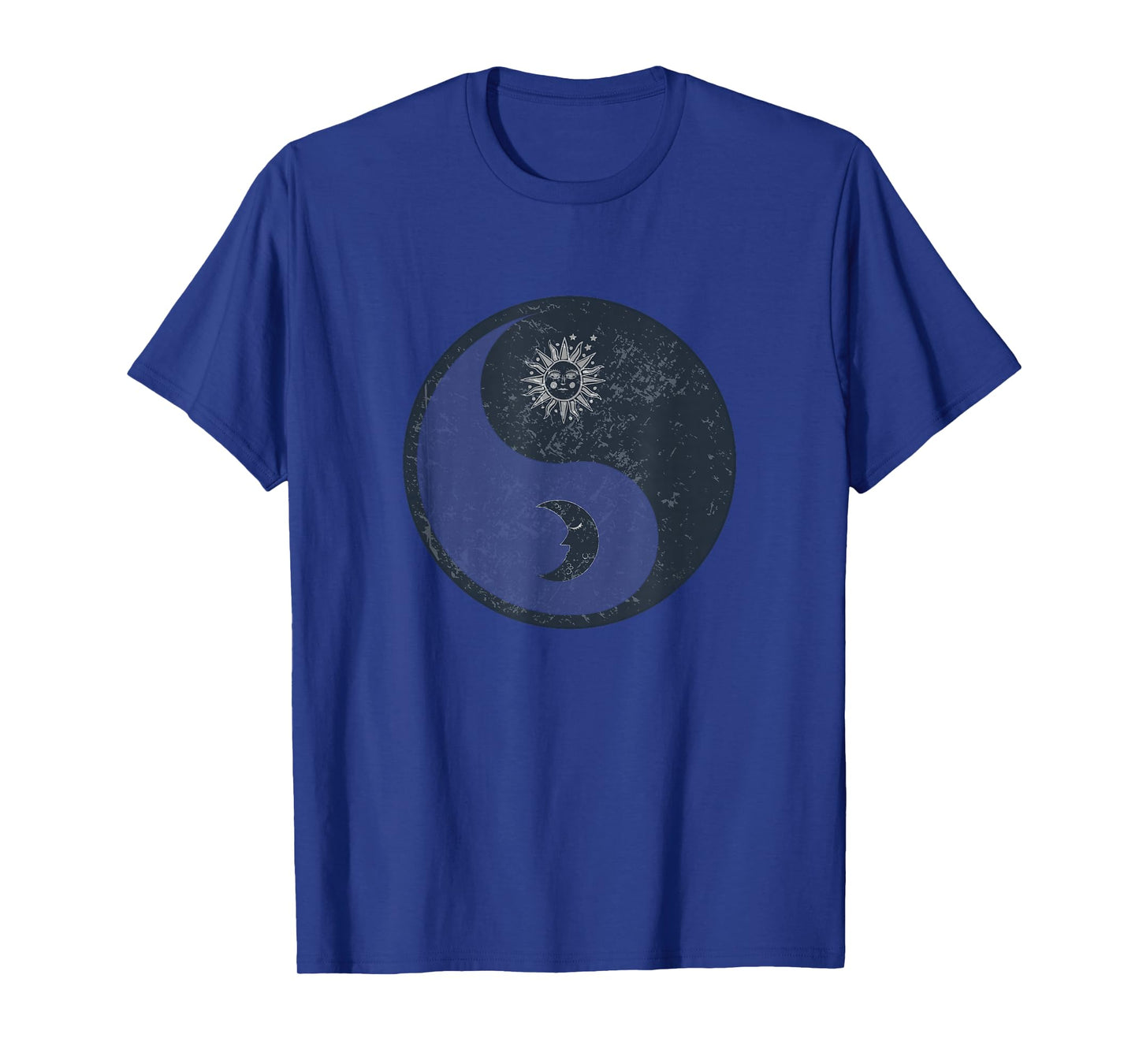 Meditation Yin Yang Sun Moon Distressed T-Shirt