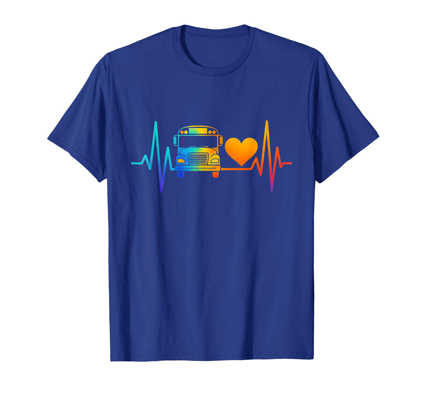 School Driver Monitor School Bus Heartbeat Rainbow T-Shirt
