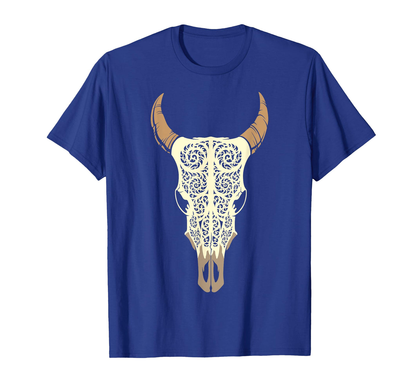 Steer Head Skull Shirt Cow Bull Horn Western Tribal Boho Tee T-Shirt