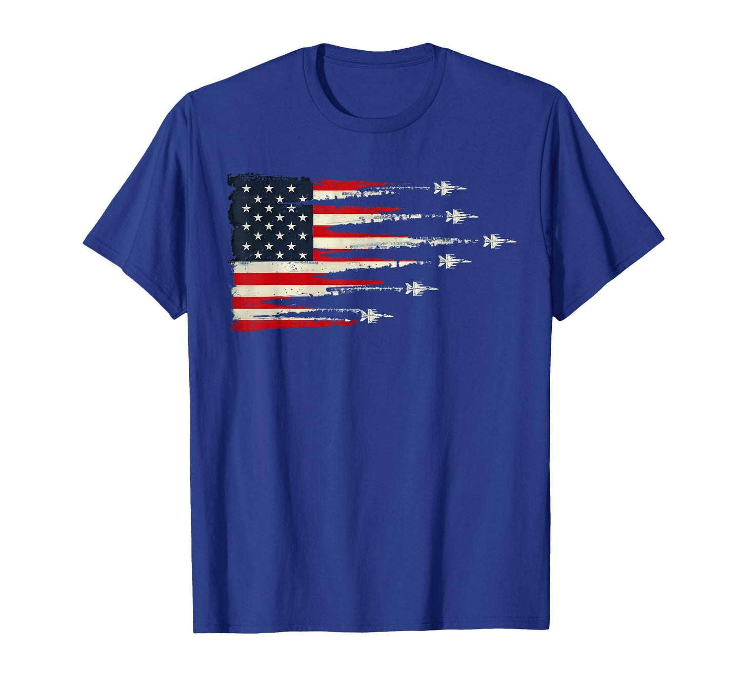 Patriotic Red White Blue USA Flag Fighter Jets 4th of July T-Shirt for Women Men