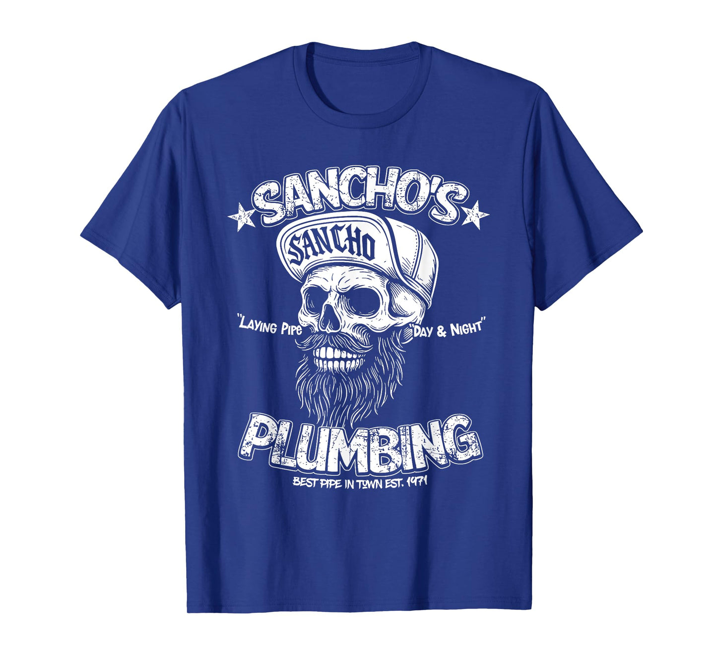 Sancho's Plumbing Laying Pipe Skeleton Plumber Funny T-Shirt