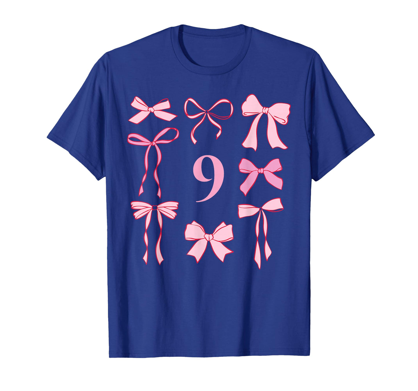 Hello Nine Coquette Preppy Pink Bow 9th Ninth Birthday Girl T-Shirt