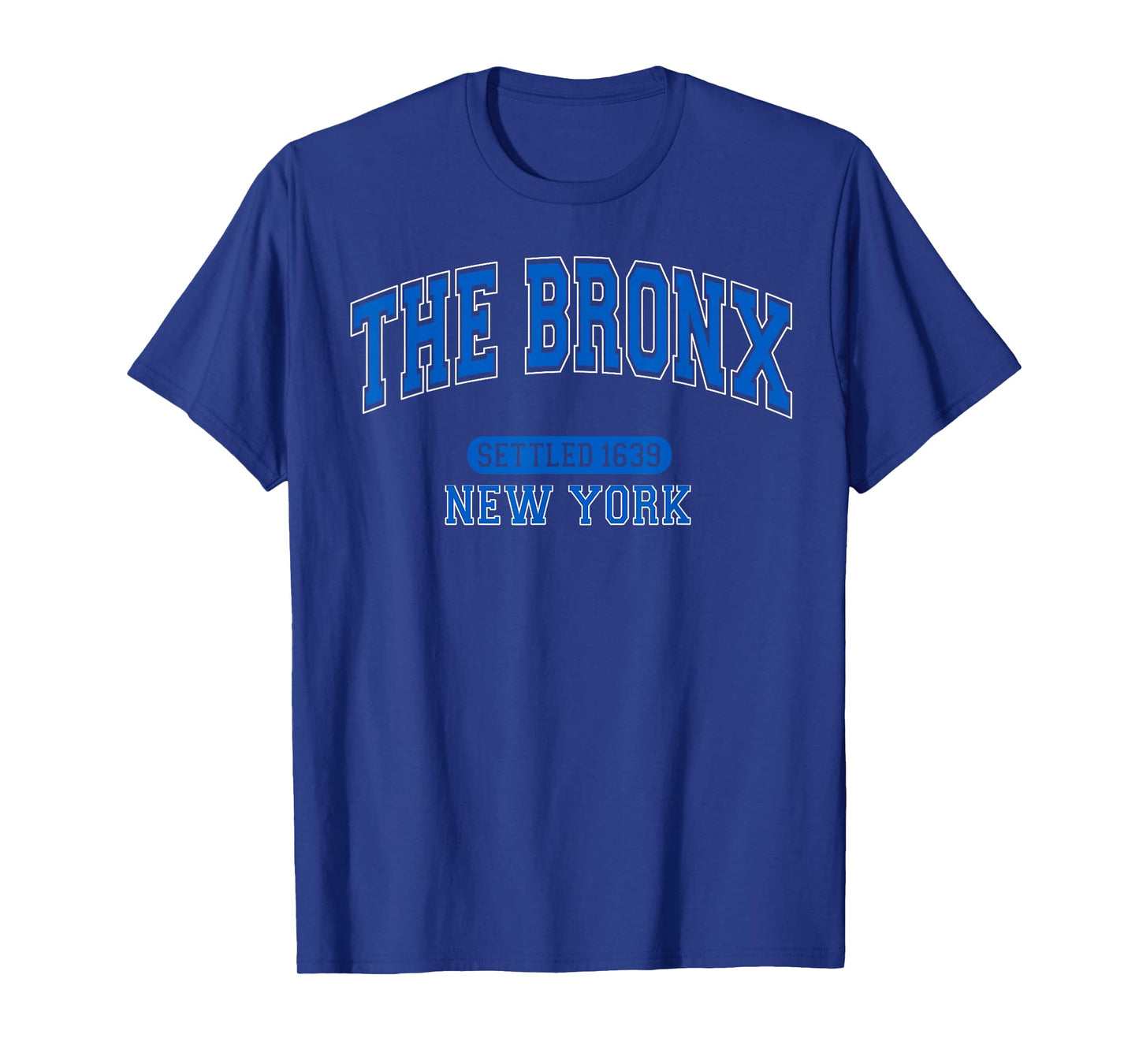 The Bronx New York Settled 1639 Vintage Sports Arched Blue T-Shirt