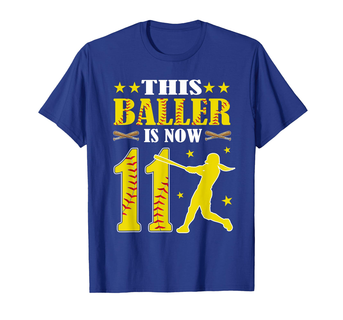 This Baller Is Now 11 Year Old Birthday Girl Softball 11th T-Shirt