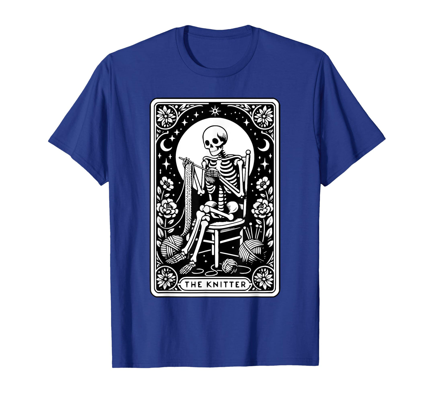 The Knitter Tarot Card Funny Knitting Skeleton Crochet Lover T-Shirt
