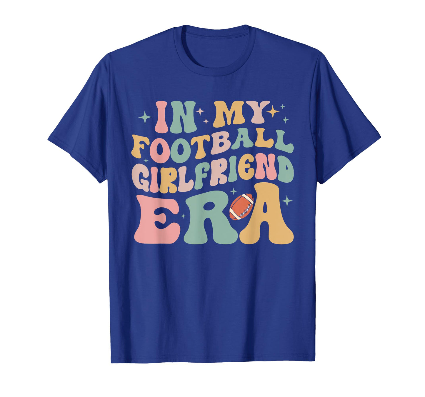 In My Football Girlfriend Era Tee Retro Groovy Football T-Shirt Black, Multicolor Small Unisex-Adults