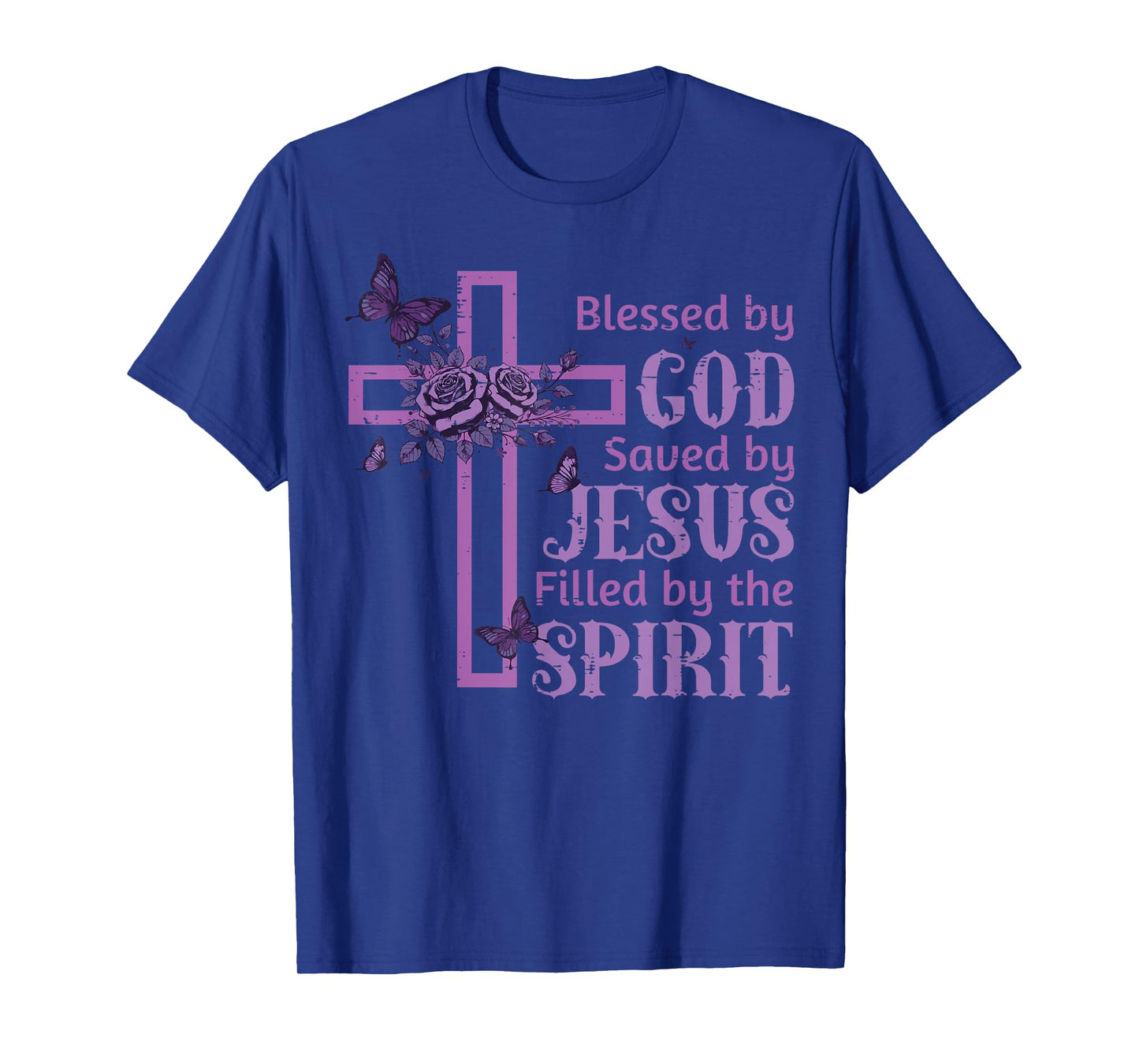 Blessed By God Loved Jesus Filled Spirit Christian Women Kid T-Shirt