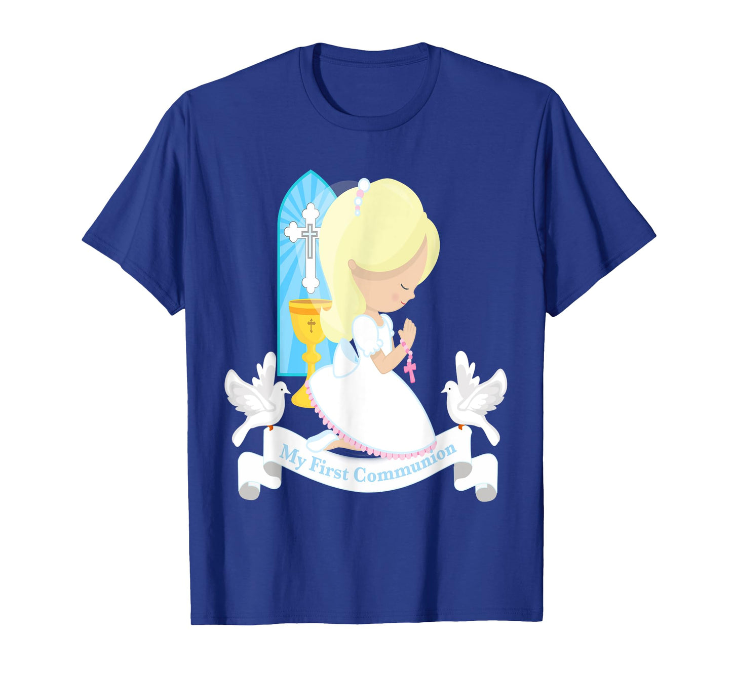 My First Communion Shirt Gift Cute Kids Daughter Girl Blonde T-Shirt